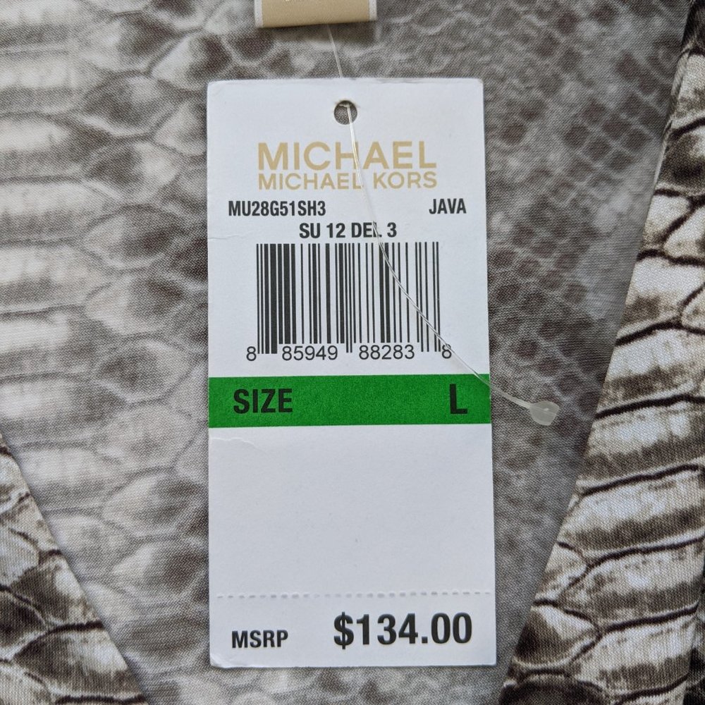 SOLD Michael Kors Brown Snake Print Wrap Dress L - Picture 12 of 16